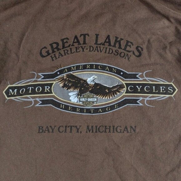 Vintage Y2K Harley Davidson Pocket T Shirt Mens 2XL Eagle Biker Great Lakes USA - Picture 5 of 9
